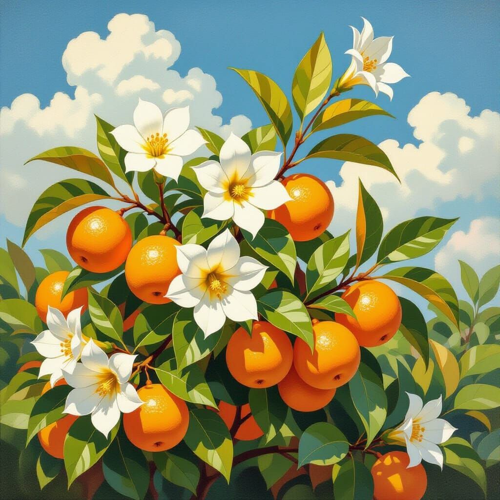 Orchard Scene in Art Nouveau Style