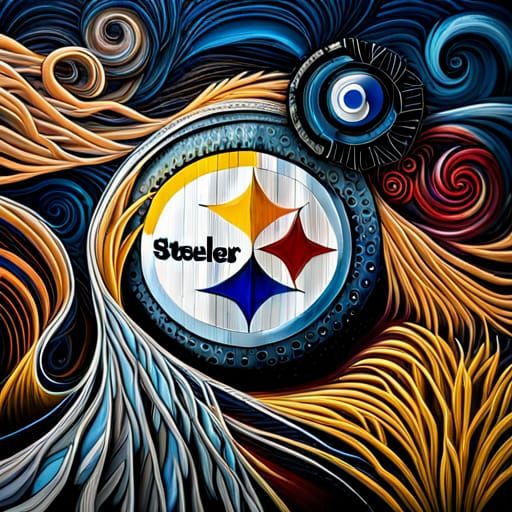 Steelers Touchdown Fantasy in Mixed Media Style