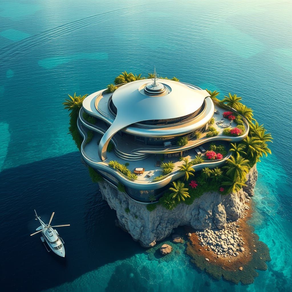 Sleek, High-Tech Island Retreat in Turquoise Waters