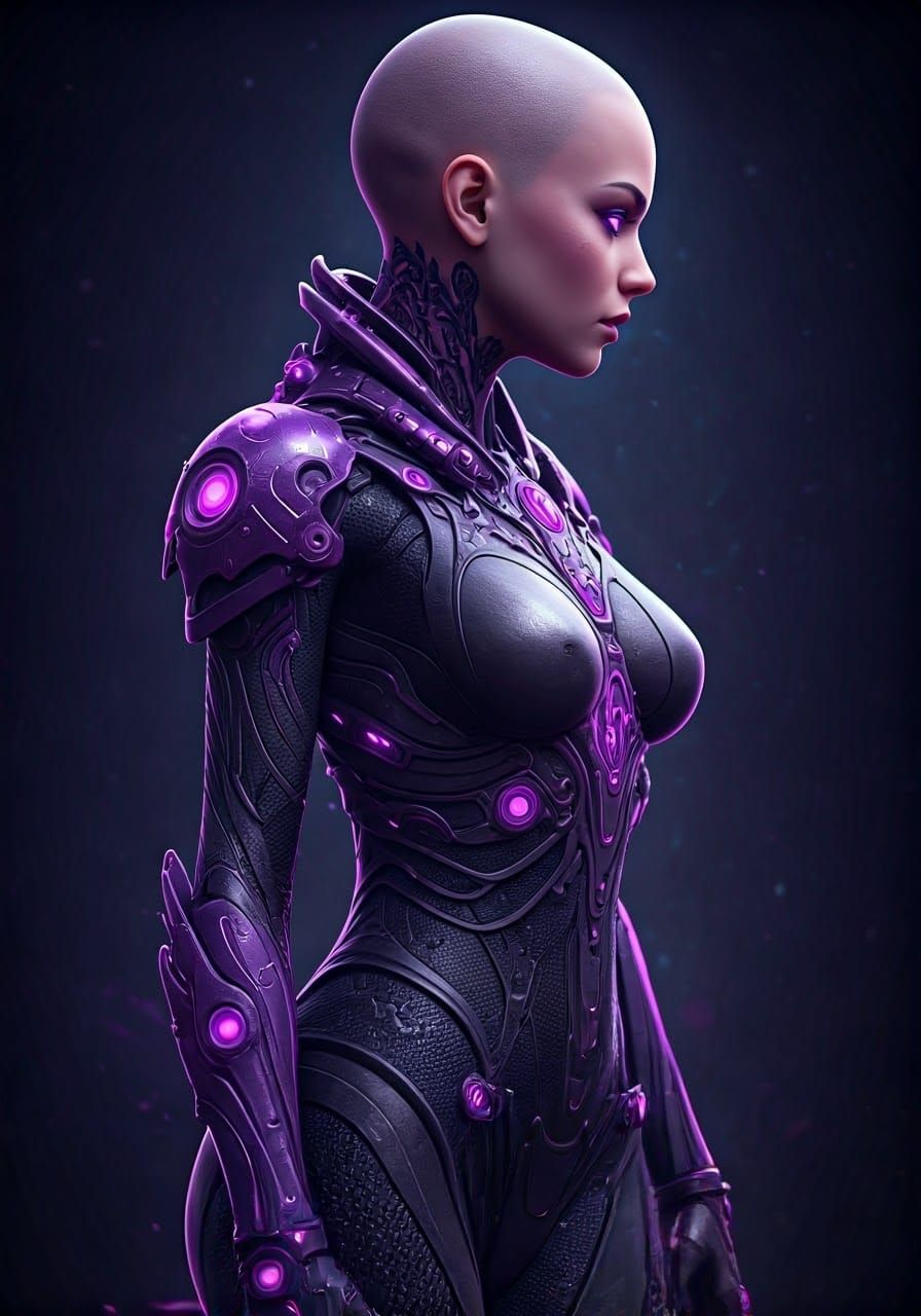 Bioluminescent Woman in Cyberpunk Cityscape