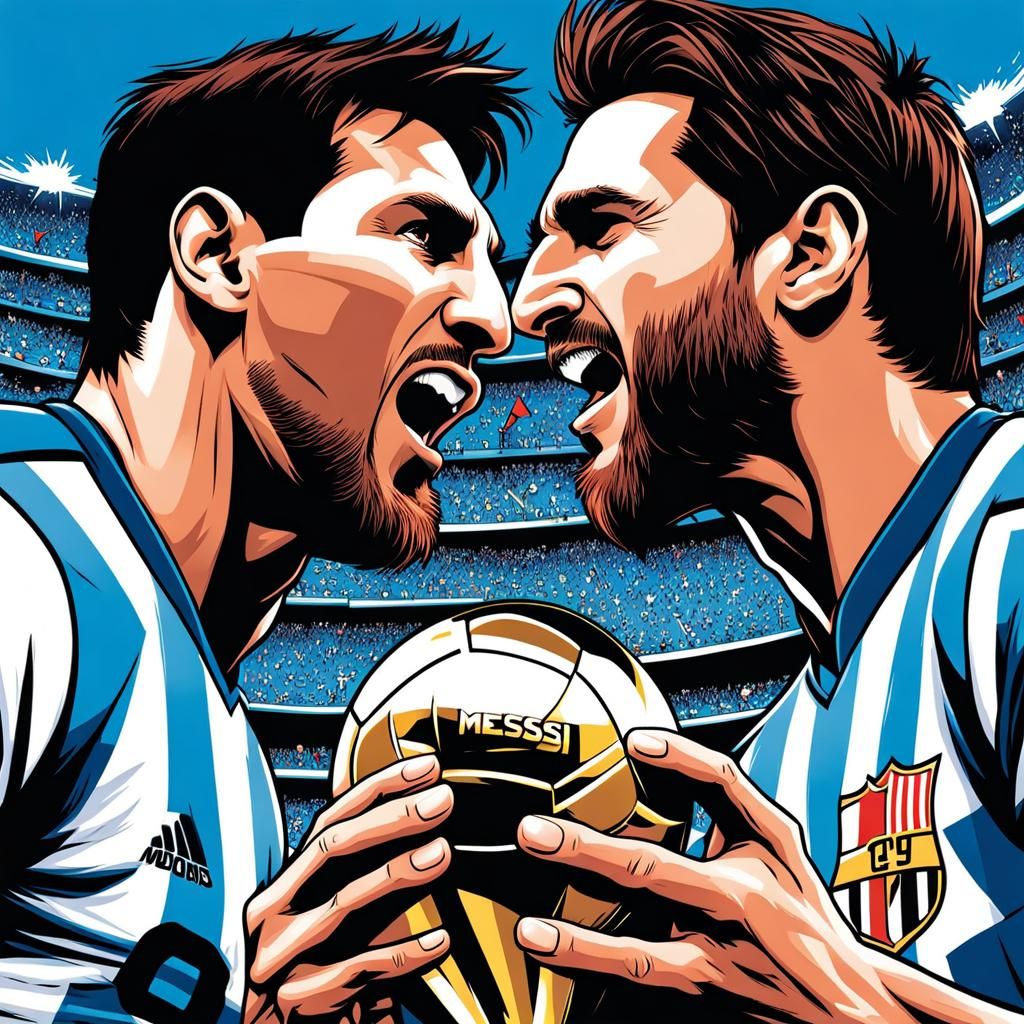 Lionel Messi Kissing World Cup: Comic Book Art