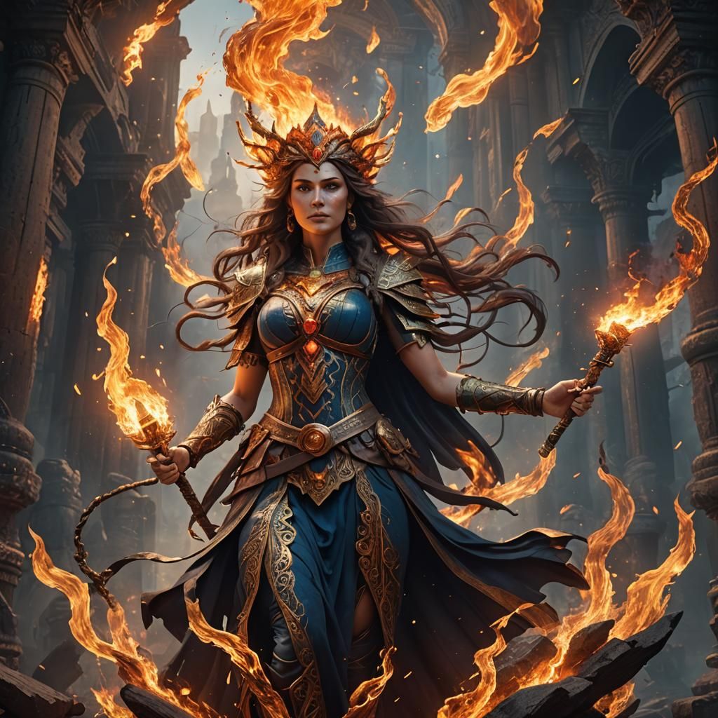 Goddess Hekate harnessing the power of fire