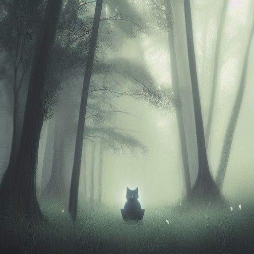 Sinister Shadow Cat in Misty Forest