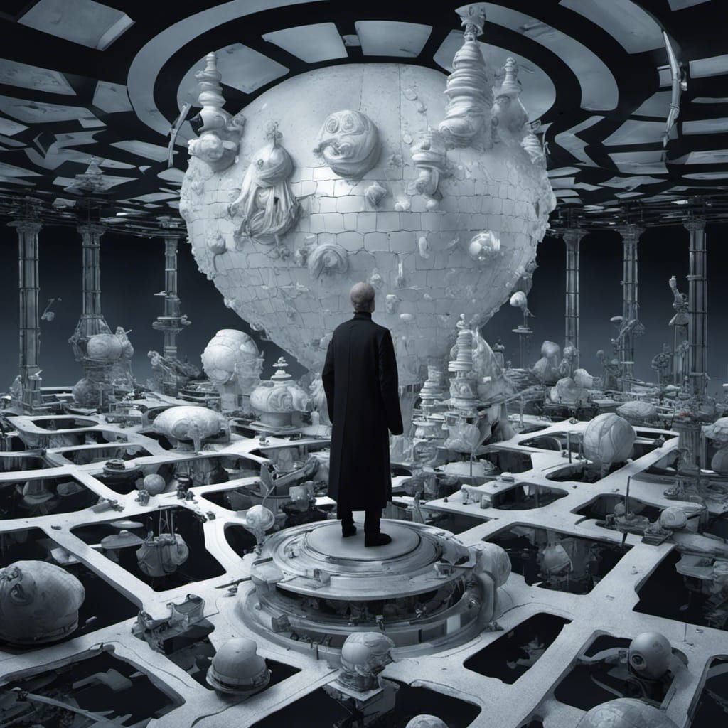 Surreal 3D Chess Game With Maze Woman