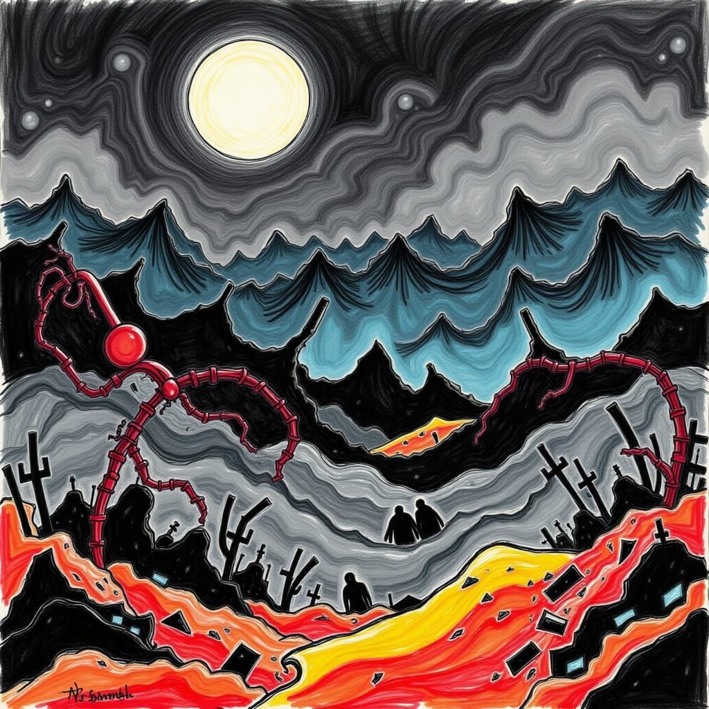 Barren, Dark, Futuristic Desert Landscape