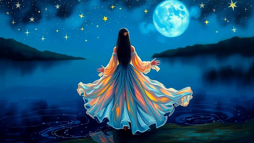 Enchanted Nighttime Ruffles in Impasto Art