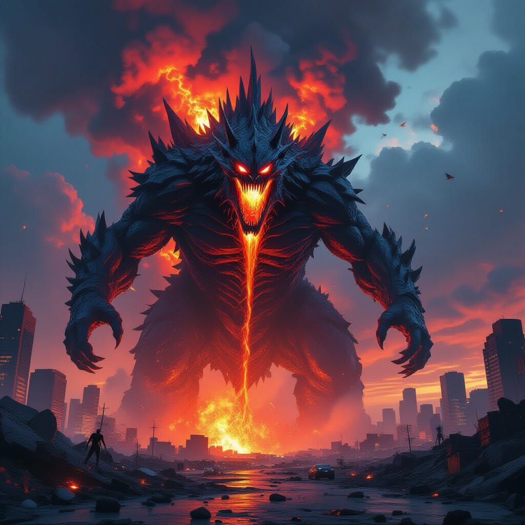Demonic Kaiju Emerges in Hyperdetailed Splash Art