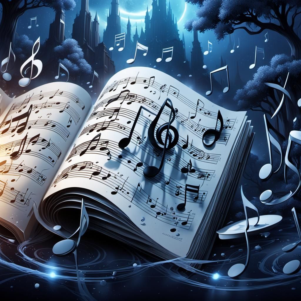 Fantastical Music Sheet in Detailed Matte Painting