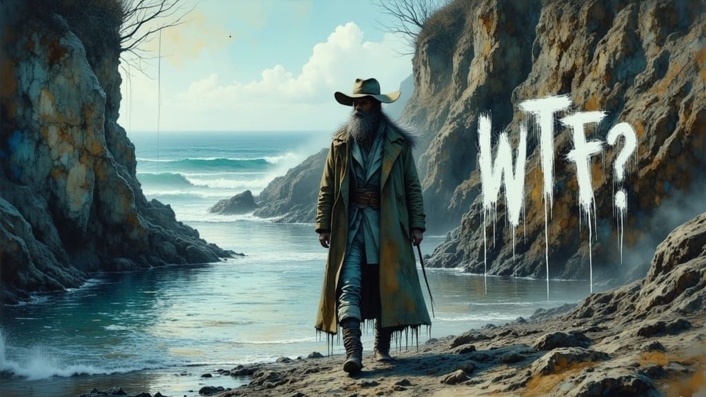 Surreal Figure Stands at Crossroads of Nature and Urban Deca...