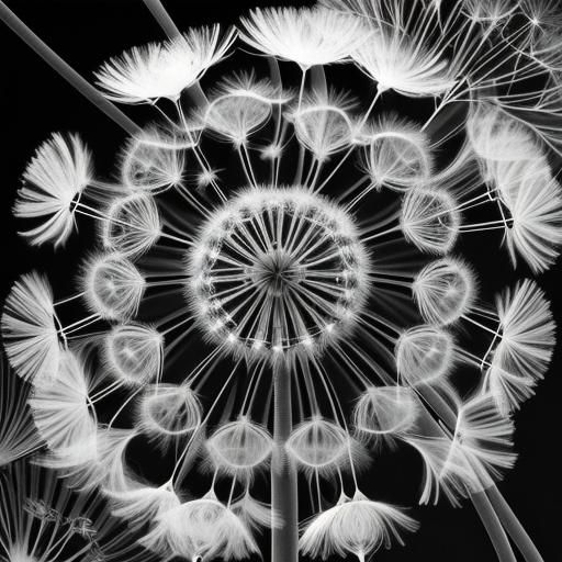 Enchanted Dandelion Fairies in Black and White