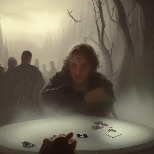 Poker Player's Paddle: Dark Fantasy Art in 8k