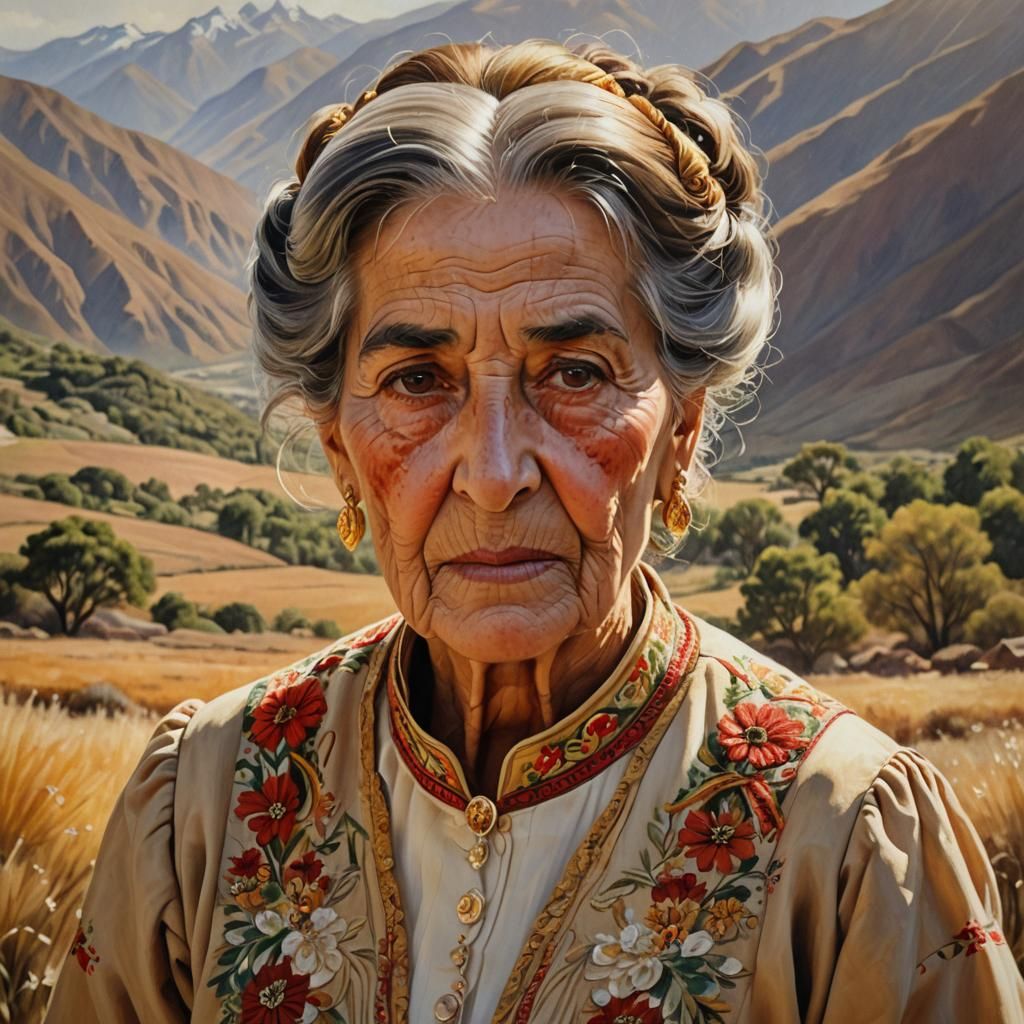 Realistic Portrait of a Chilean Woman in Traditional Dress