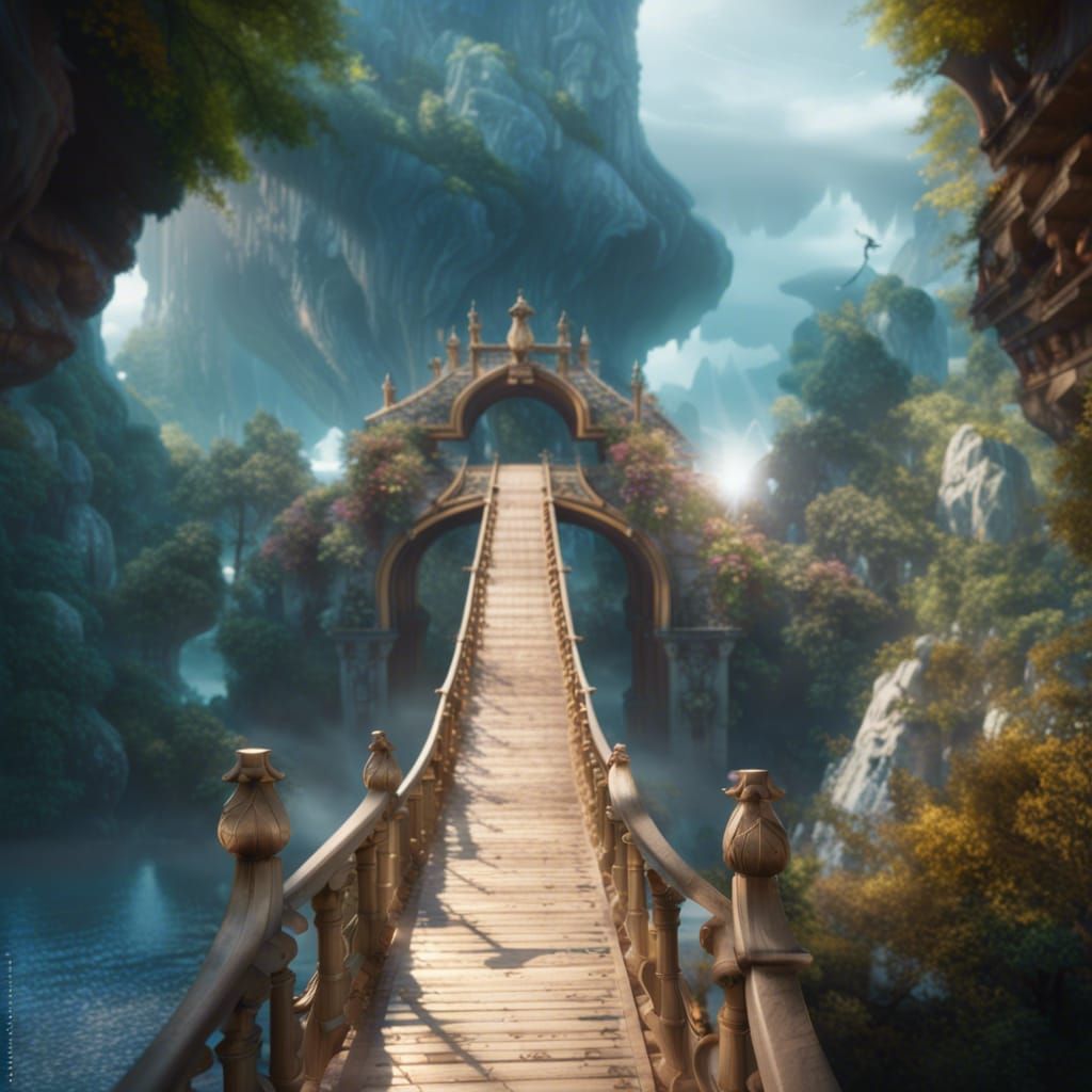Magical Bridge to Heaven in Sparkling Digital Art