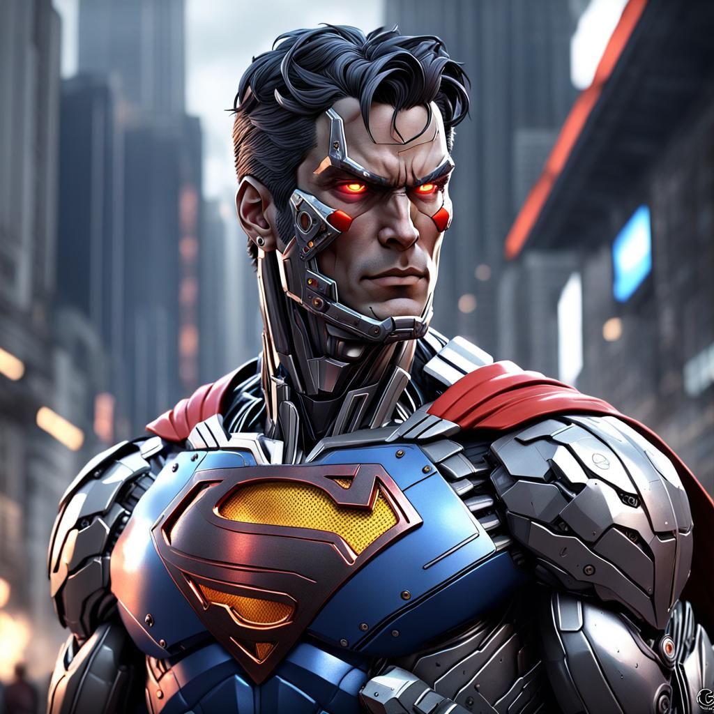 Cyborg Superman in Detailed 3D Anime Art