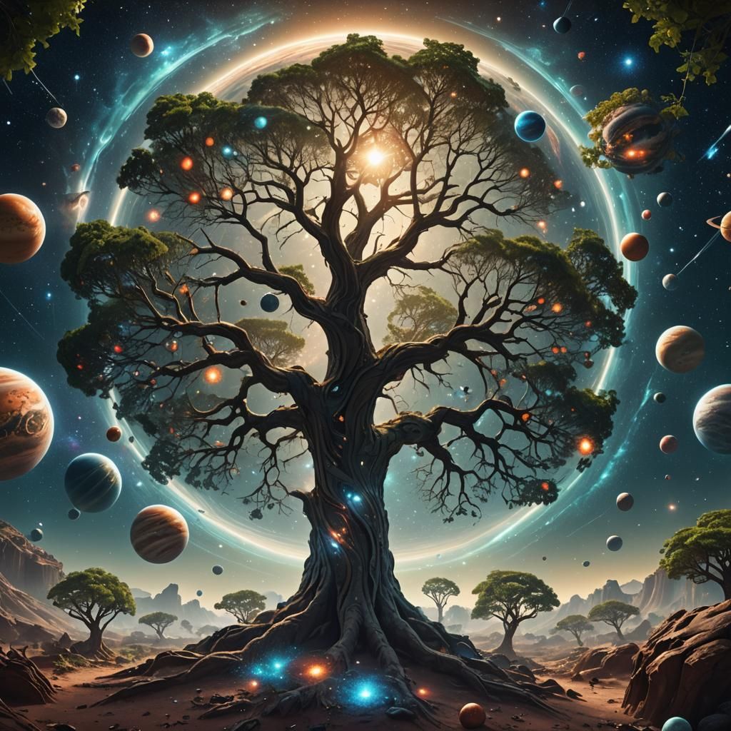 Stardust Tree on Alien Planet in Digital Painting