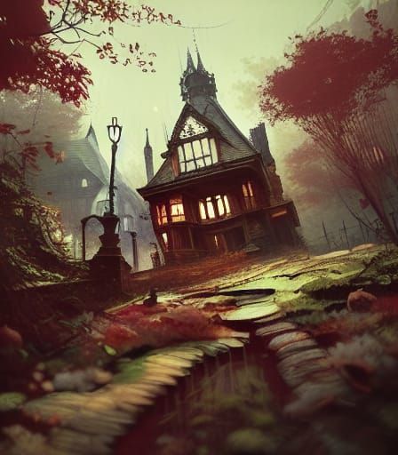 Sinister Victorian City in Anime Style