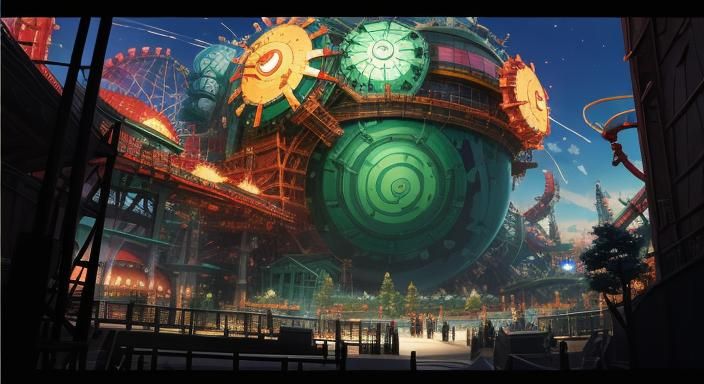 Studio Ghibli Amusement Park in Anime Key Visual Style