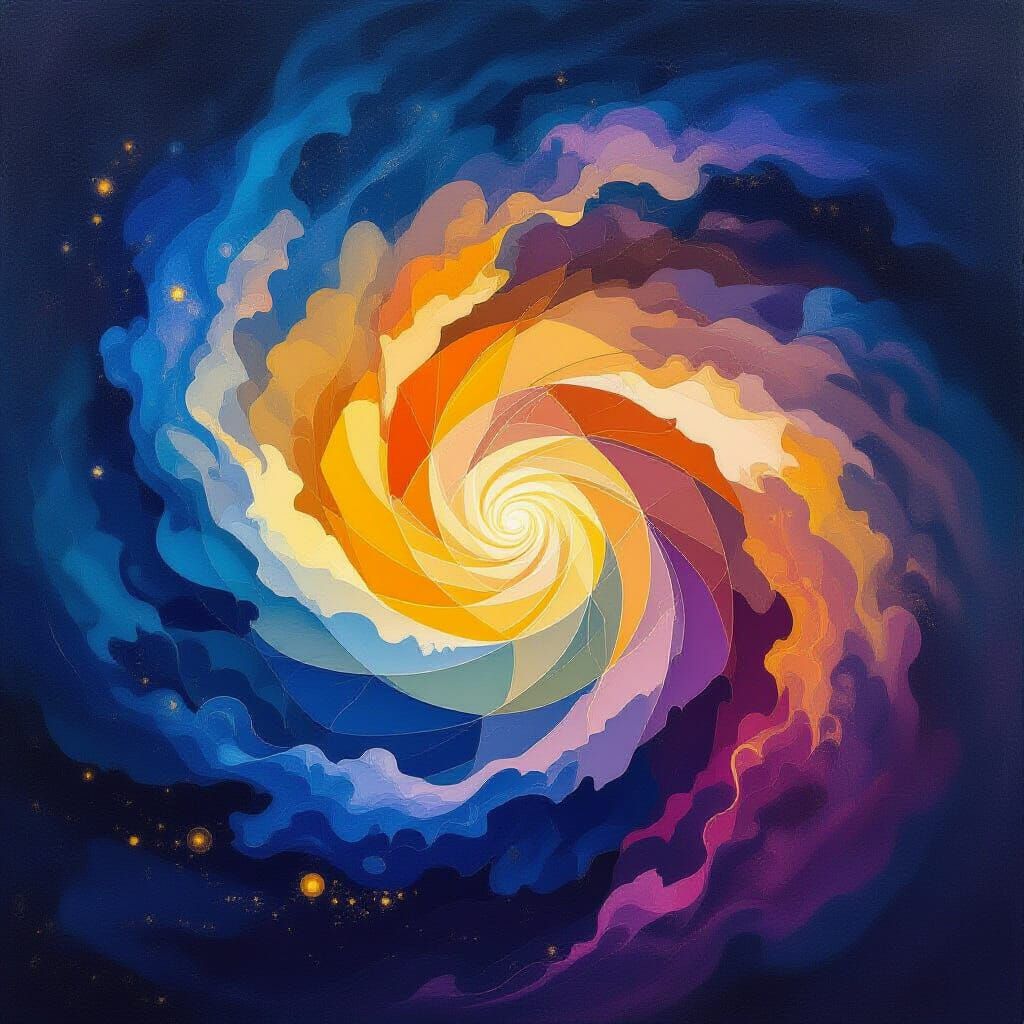 Cosmic Nebula Abstract Art in Hilma af Klint Style