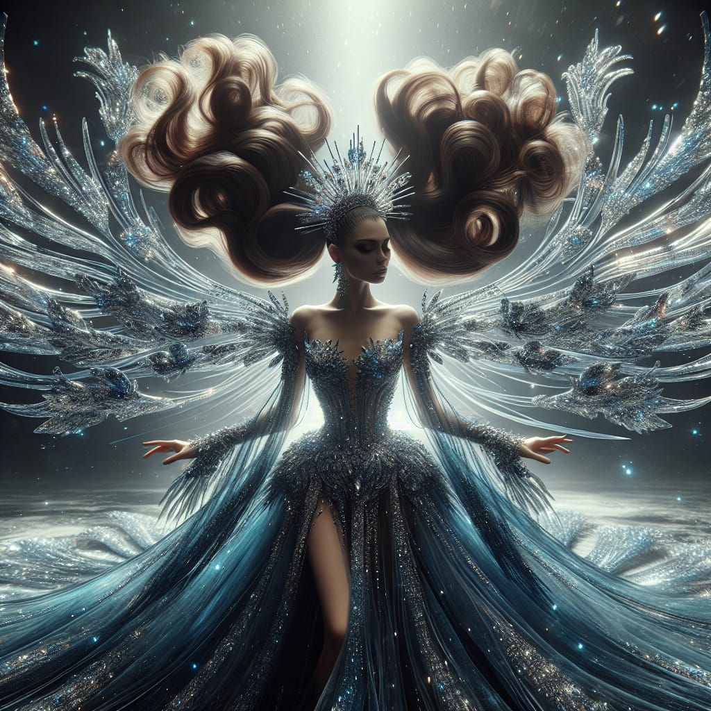 Woman in Striking Dress with Wings: Digital Matte Painting
