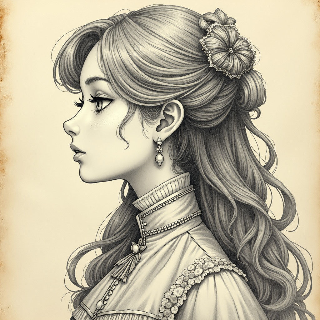 Anime Portrait in Pencil Sketch Style