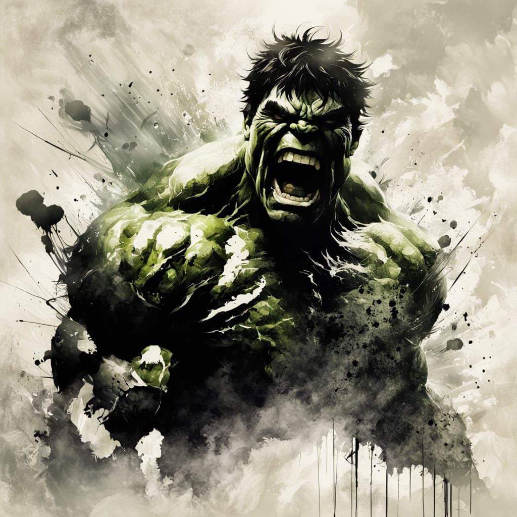 Ethereal Hulk in Noir Comic Style