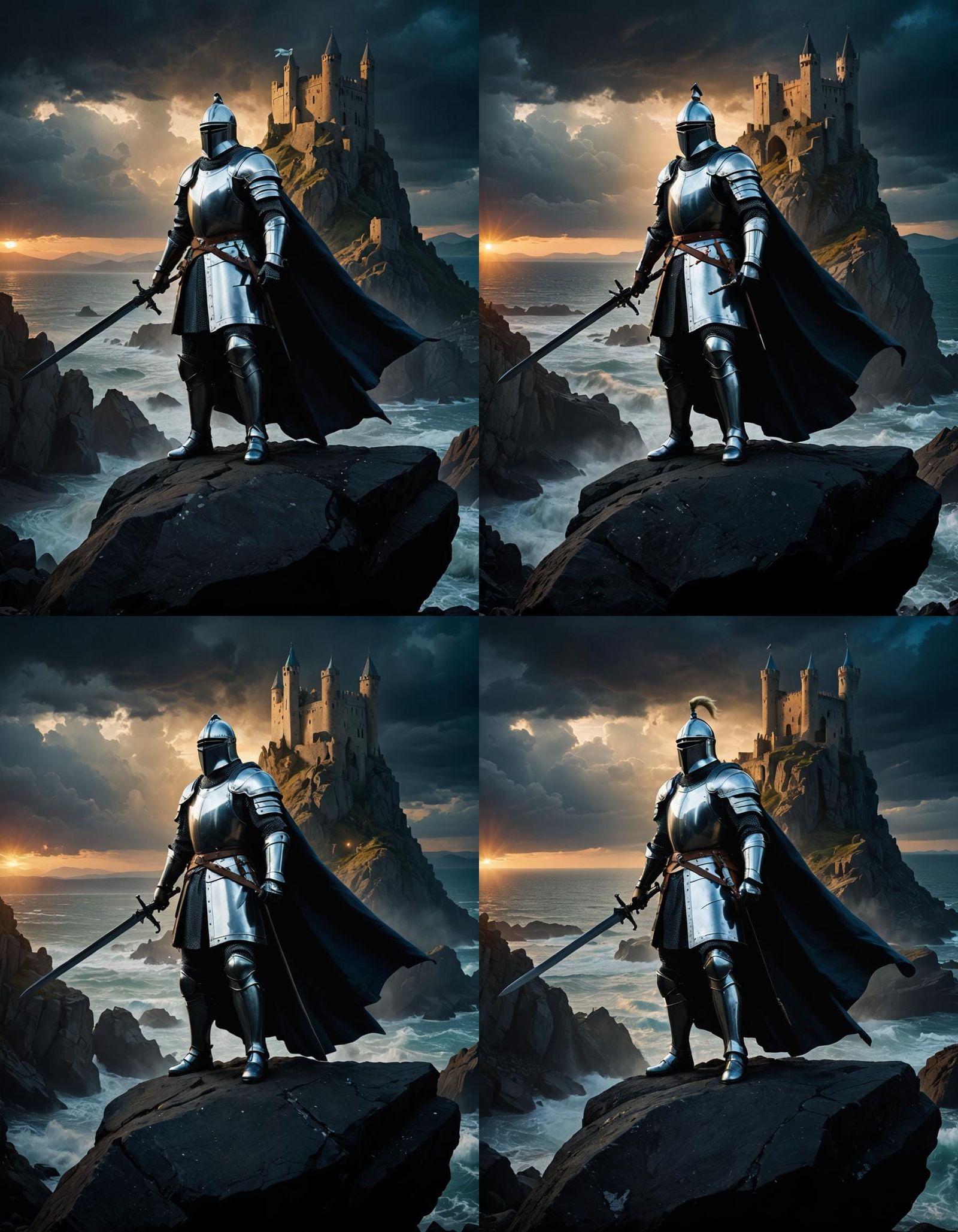 Medieval Knight Defending Pass in Cubist Style