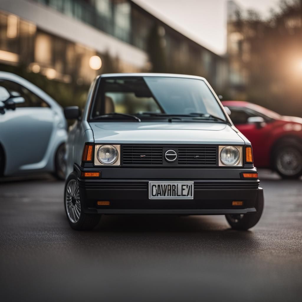 Contrast the 80s family car with its boxy design and cassette players to the electric and smart cars of 2020, emphasizin...