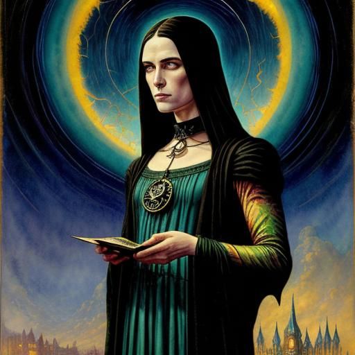 Mysterious Gothic Figure in Watercolor Art