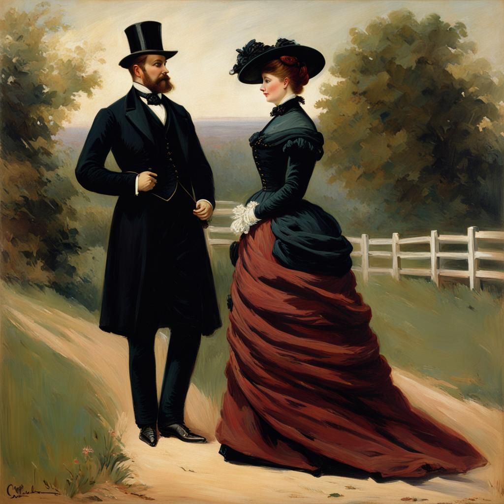 Victorian Woman in Bustle Dress, circa 1887