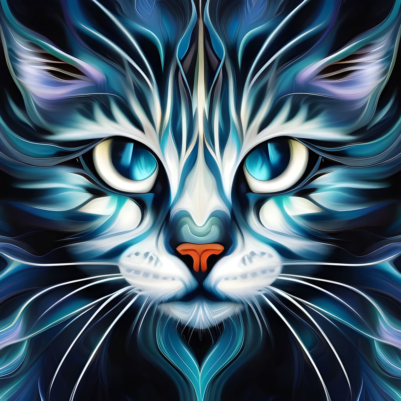 Ornate White Sphinx Cat Portrait in Digital Art