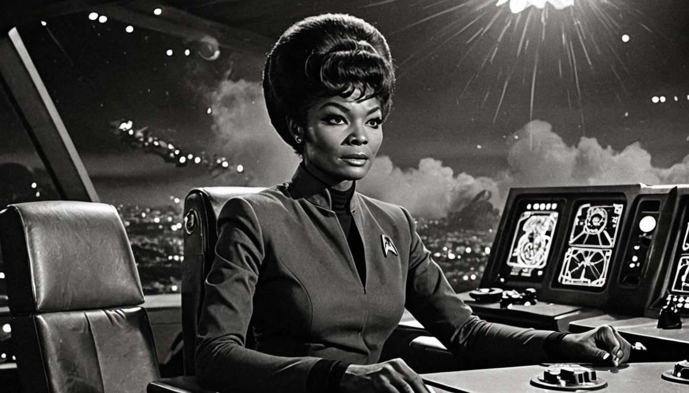 Lt. Uhura on Enterprise Bridge During Red Alert