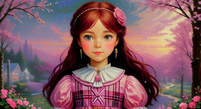 Pink Mosaic Portrait of a Little Girl