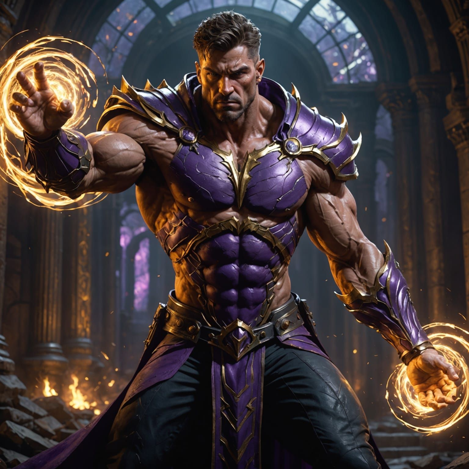 Cyberpunk Hero Unleashes Fiery Energy