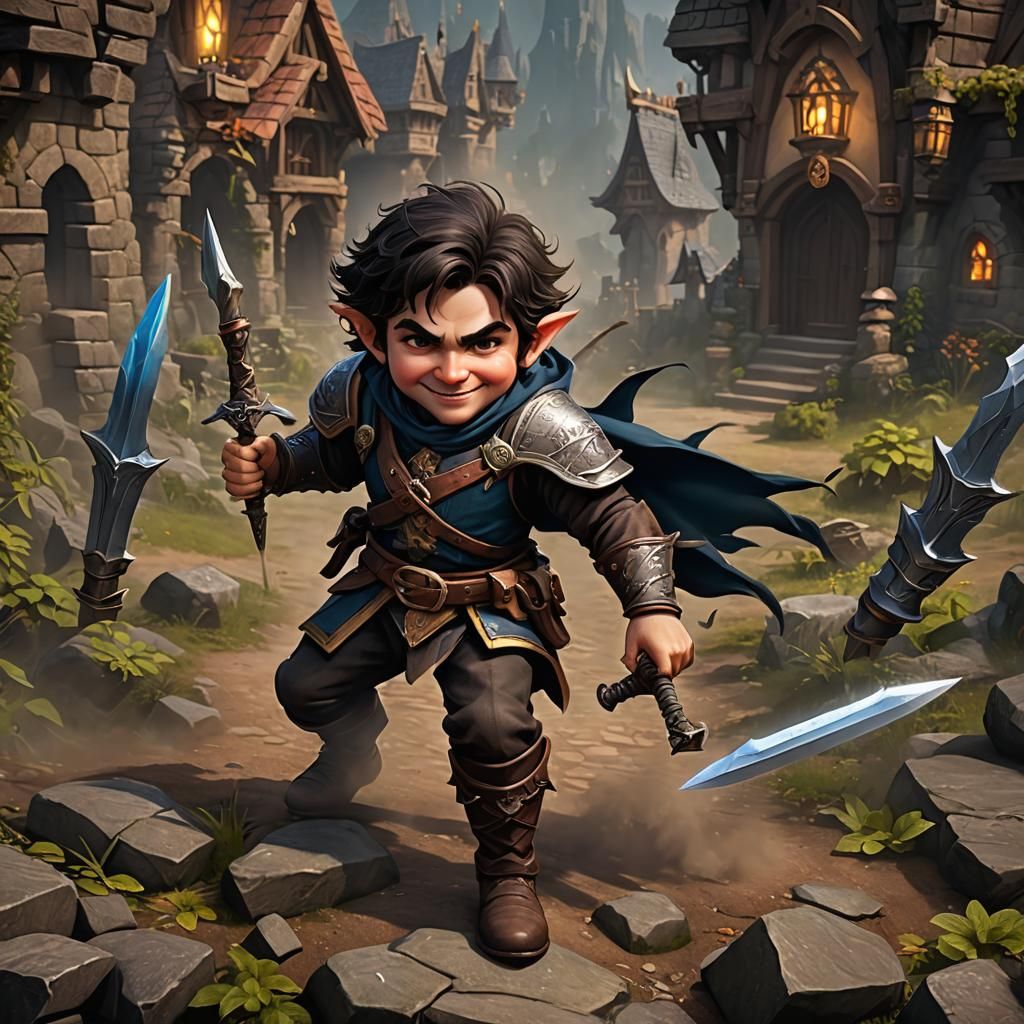 Halfling Rogue with Daggers: Fantasy Concept Art