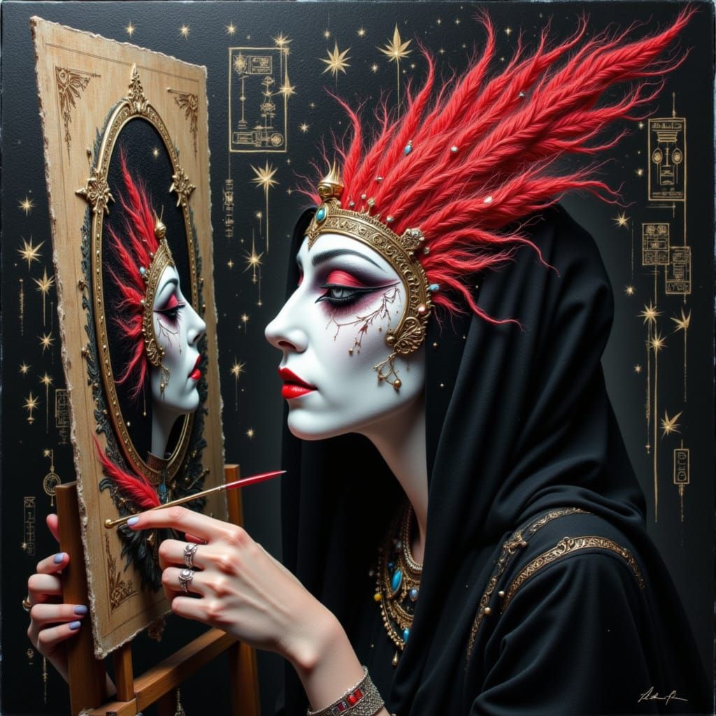 Seshat Goddess of Writing in Neon Library