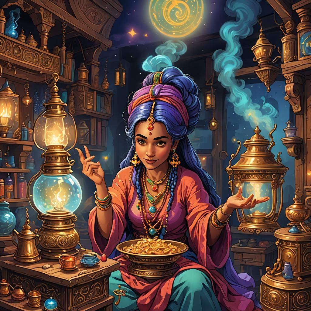 Geane the Genie in Her Magic Lantern