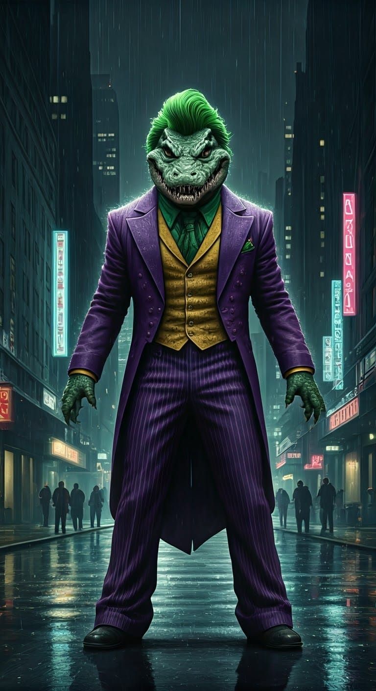 Crocodile as Joker in Dark Fantasy Concept Art