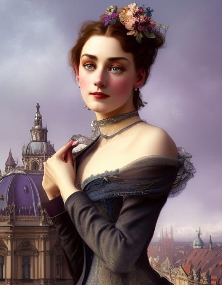 Victorian Woman Portrait in Vienna, Digital Art