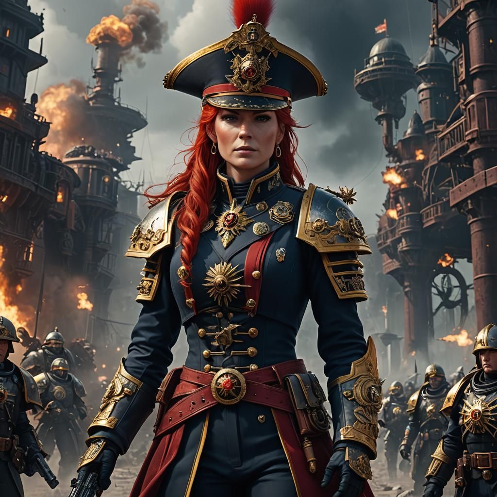 Warhammer 40k Red-Haired Female Admiral with Hat