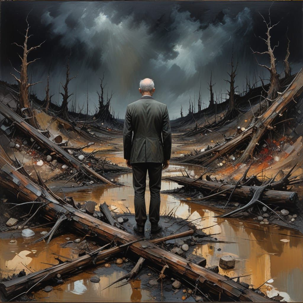 Neo-Expressionist Scene with Distorted Figures