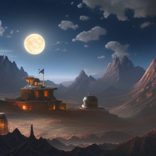 Fantastical Moon Observatory Base in Detailed Matte Painting