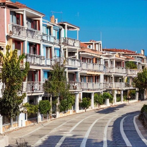 Thessaloniki Suburban Houses: A Sunny Street View