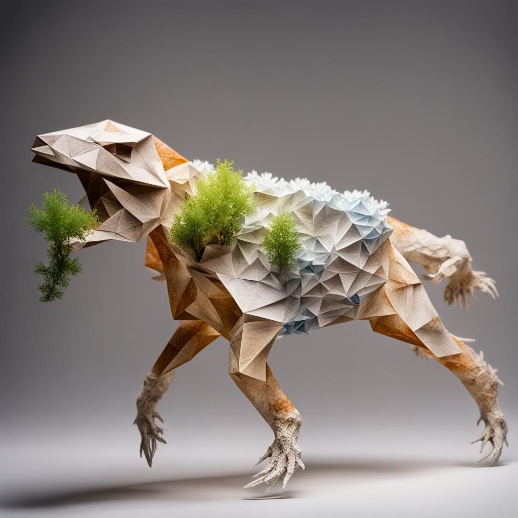Hybrid Fossil Body in Bioart Papercraft Style