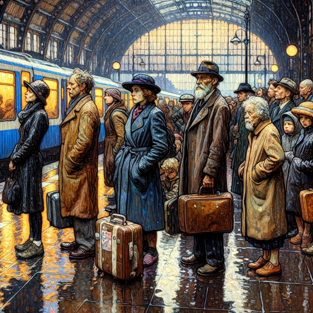 Amsterdam Station: Impasto Sketch in the Style of Symbolism