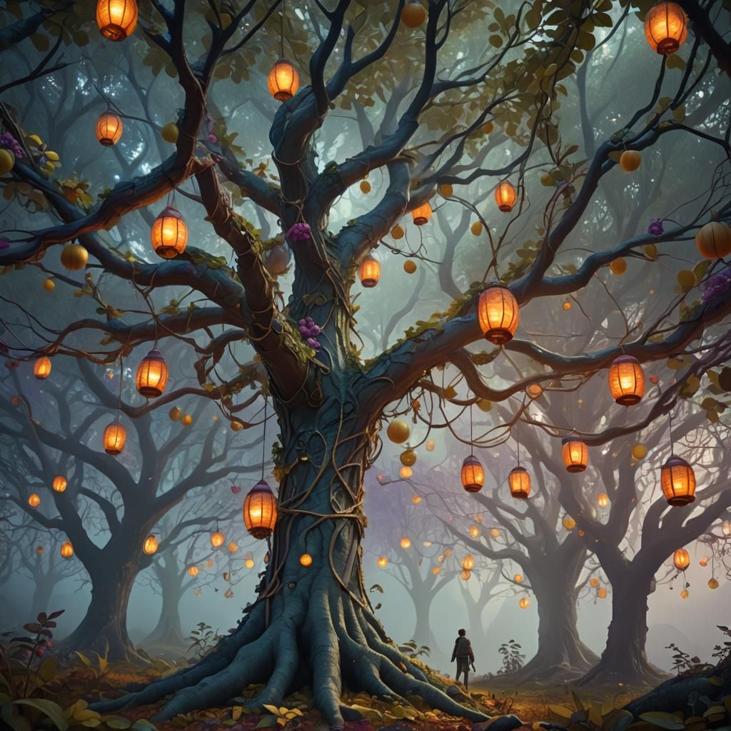 Fruit Trees Packaging Fruit in a Whimsical Forest