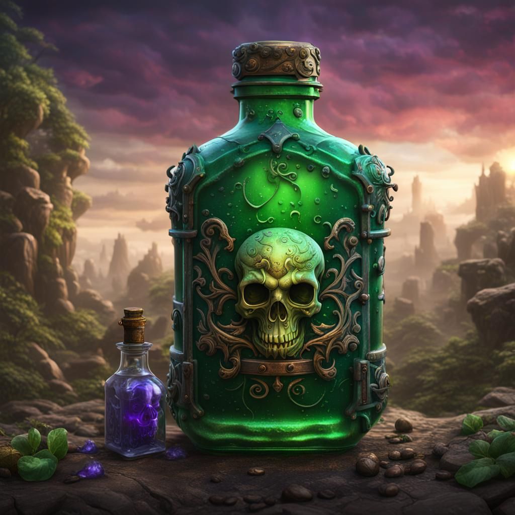 Detailed Poison Bottle Fantasy Concept Art