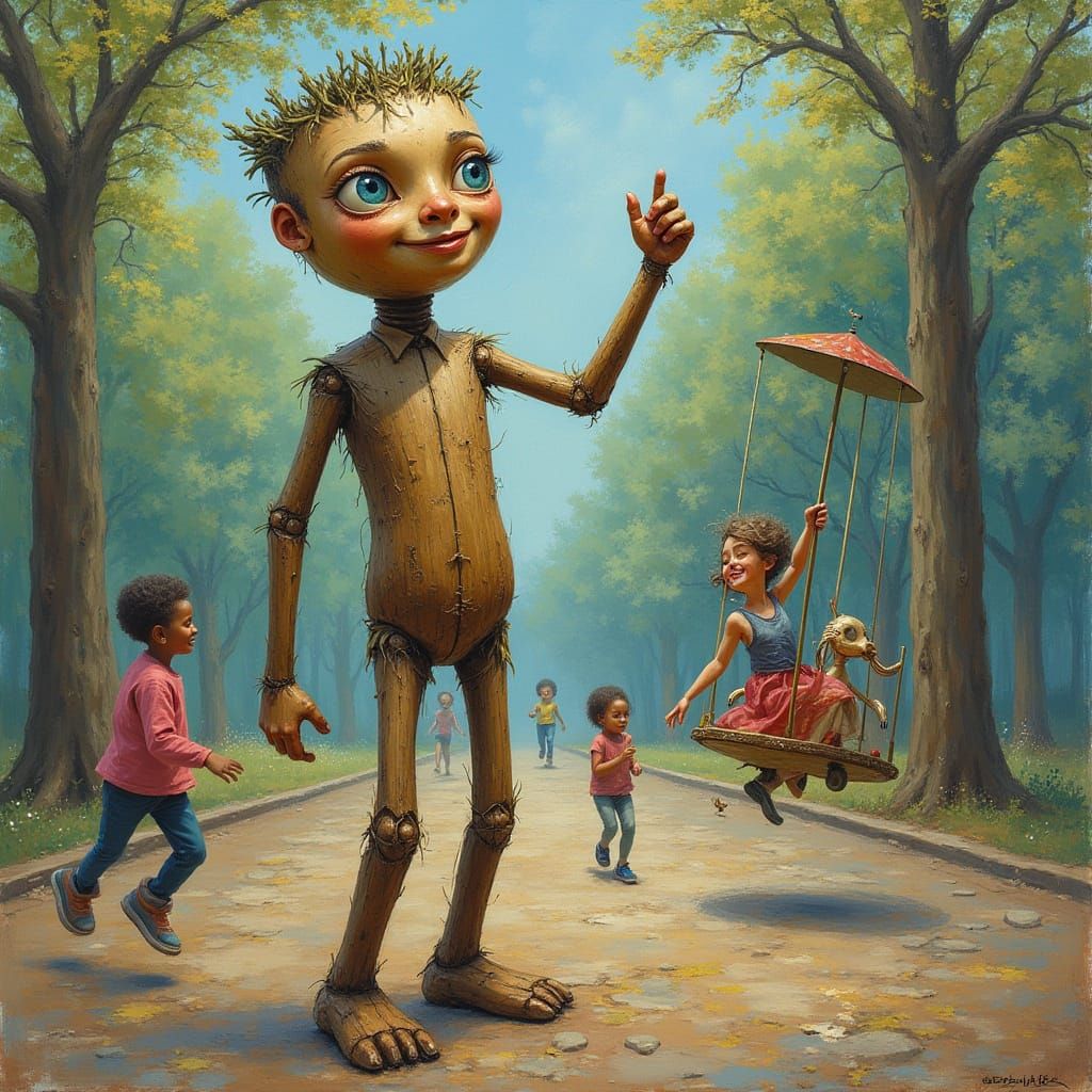 Humanoid Tree Man Dancing in Harlem, Classic Painting