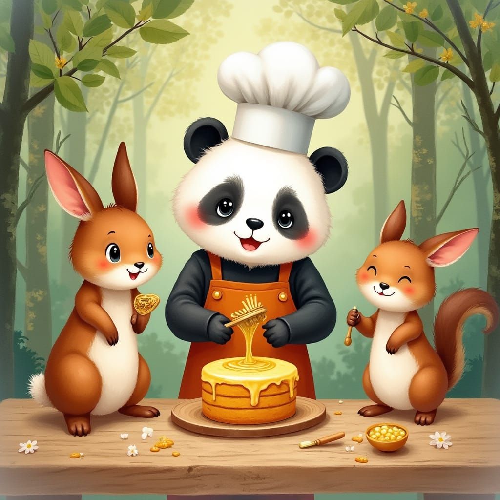 Panda Chef Bakes Bamboo Cake Inspired by Beatrix Potter