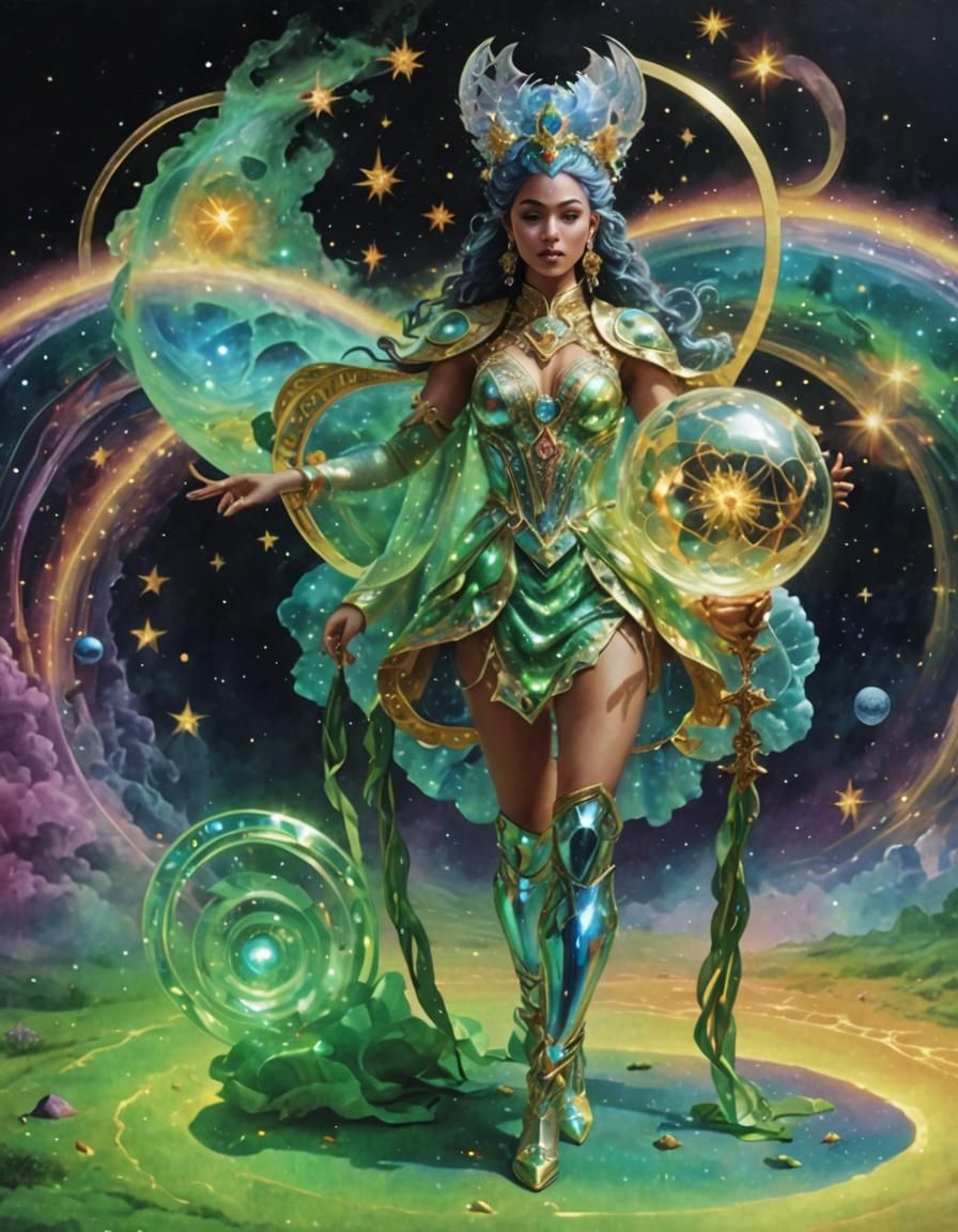 Chimera Girl: Holographic Astral Illustration