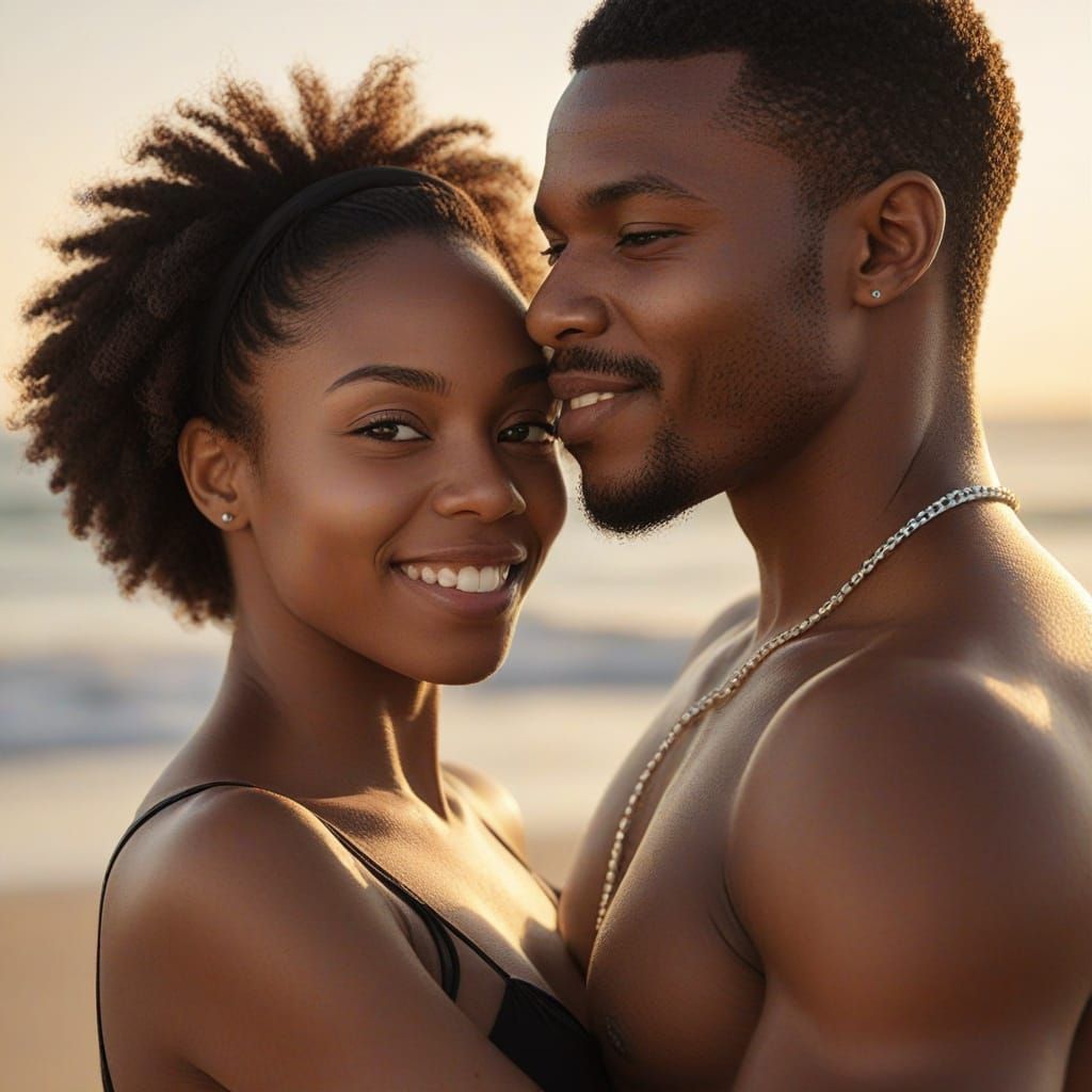 Ethereal African Love on a Golden Beach